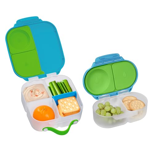 b.box Lunch Box Kids 2-pack, Mini Lunch Box + Snack Containers for Kids Blue/Green