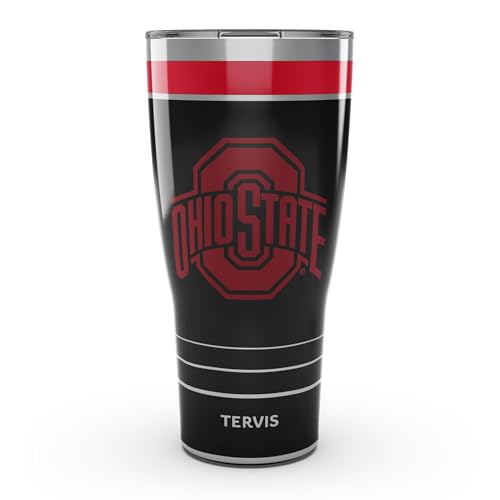 Tervis Traveler Ohio State Buckeyes - Night Game Triple Insulated Tumbler Travel Cup Keeps Drinks Cold & Hot, 30oz, Stainless Steel