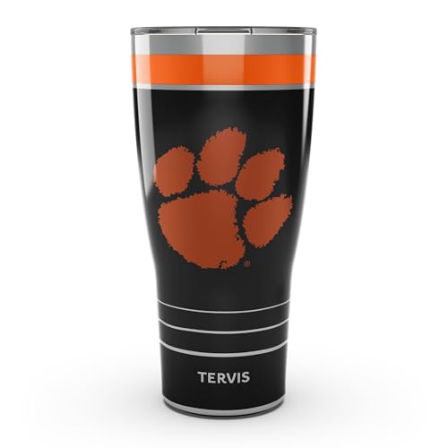 Tervis Traveler Clemson Tigers - Night Game Triple Insulated Tumbler Travel Cup Keeps Drinks Cold & Hot, 30oz, Stainless Steel