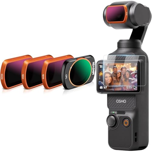 Osmo Pocket 4/3 Magnetic ND Filters Set + CPL Filter Compatible with DJI Osmo Pocket4/Pocket 3/Xtra Muse Vlogging Camera Accessories, 4 Pack - CPL, ND16, ND64, ND256 CPL + 3 ND Filters