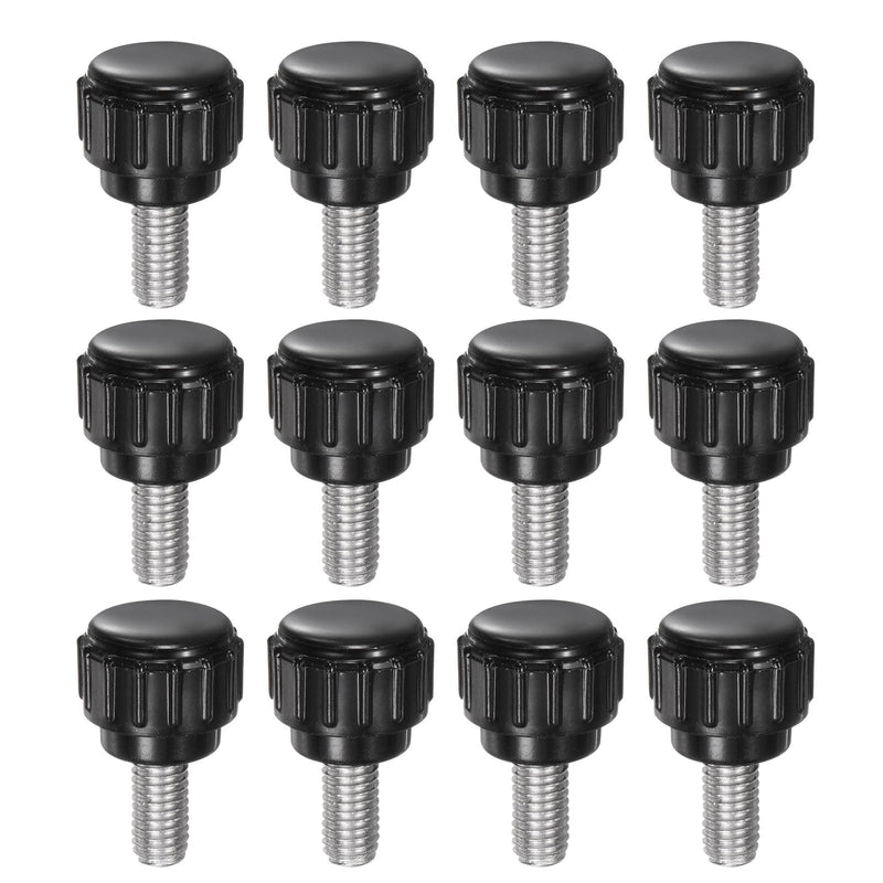 [Australia - AusPower] - uxcell 12pcs Knurled Clamping Knobs M5 x 10mm Metric 304 Stainless Steel Male Thread Thumb Screw on Type 14mm Plastic Round Head Threaded Hand Bolt Stud Knobs Black M5 x 10mm x 14mm 