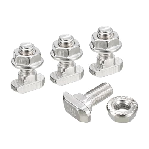uxcell M8x20mm T-slot drop-in bolts and hexagon flange nuts for 45 series aluminum profiles