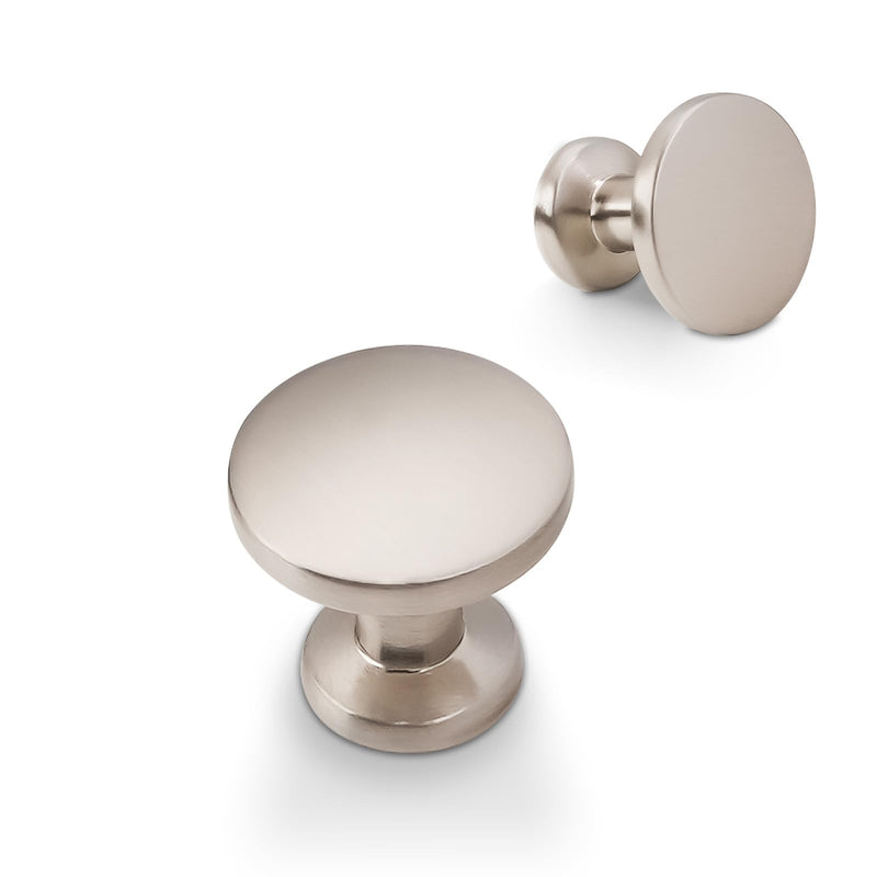 10 Pack Brushed Satin Nickel Kitchen Cabinet Handles - Solid Drawer Knobs Hardware - Zinc Alloy Dresser Handles 1-1/4" Diameter（32mm） 10