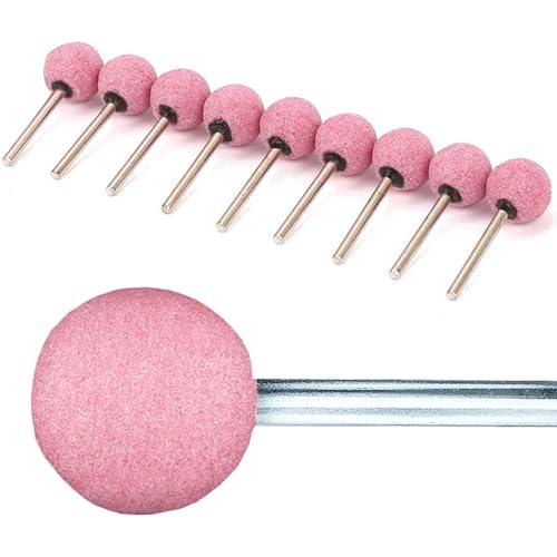Ball Grinding Bits 6mm x 16mm Grinding Wheel Head Chrome Corundum Ball Rotary Burr for Ceramic Stone Metal DIY Grinding Pink 10pcs 16mm Diameter 2-rose