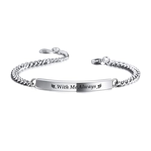 RIPFEVURN Bar Cremation Jewelry Urn Bracelet for Ashes for Women Men Memorial Ashes Keepsake With Me Always Link Bracelet Silver-Link Chain