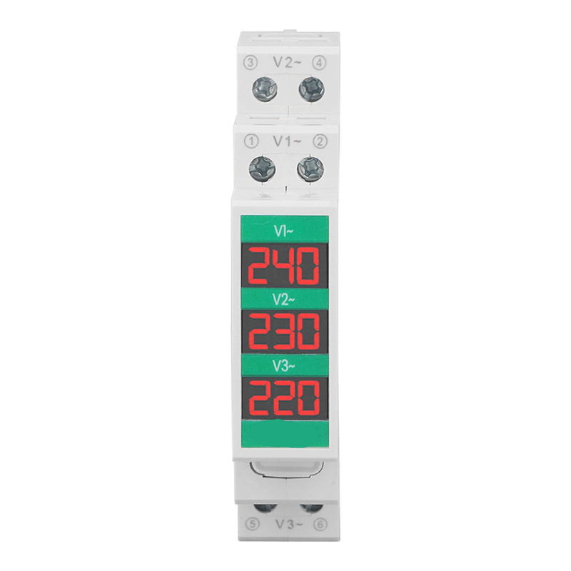 [Australia - AusPower] - Din Rail Voltmeter, LCD Digital Display Voltage Meter, Din Rail Mount, 3 Phase Ac Voltmeter Accurate Measurement Quickly Realize Relevant Functions by Pressing Keys 