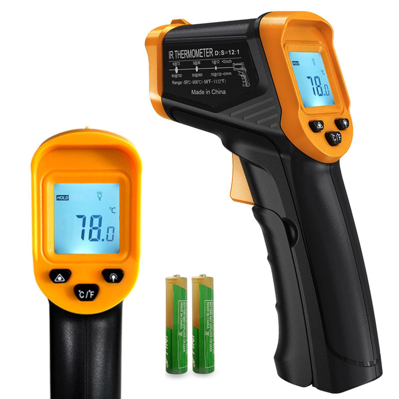 [Australia - AusPower] - Digital Infrared Thermometer Gun for Cooking,BBQ,Pizza Oven,Ir Thermometer,-58℉~1112℉(-50℃~600℃) Handheld Non Contact Heat Laser Temperature Gun (Not for Human) -58 to 1112 F Thermometer Gun A 