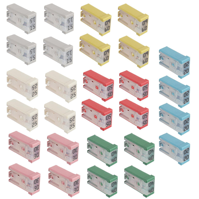15A 20A 25A 30A 40A 50A 60A 32V Mini Slotted Automotive MCASE Shaped Cartridge Fuse Kit(Pack of 28pcs,4 for Each Model) 15 20 25 30 40 50 60A,28PCS