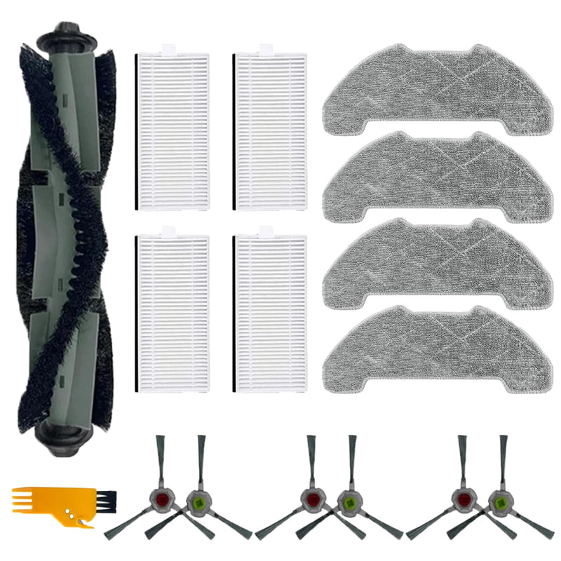 16 Pcs Replacement Part Kit for Airrobo P30 Vacuum Cleaner, 1 Main Brush, 4 Filters, 4 Mop Pads, 6 Side Brushes Accessories Attachments