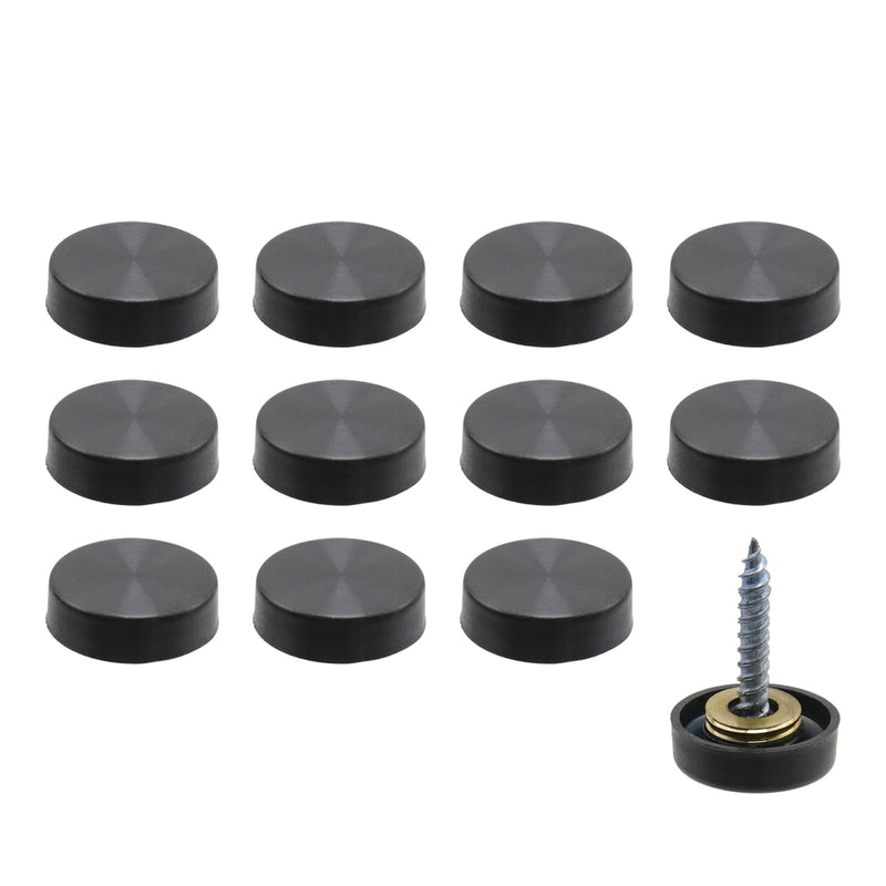 [Australia - AusPower] - Decorative Mirror Screws Black Cap Cover Nails 0.65"/16mm Cap Dia 304 Stainless Steel Screw Covers Caps Brushed -12pcs 