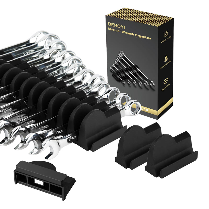 [Australia - AusPower] - 48 pcs MAGNETIC Modular Wrench Organizers for Tool Drawers - Wrench Rack with Metric&SAE Labels, Perfect Tool Storage Holder with Magnet. Gift for father, brother and boyfriend (Black with Magnets) 48 pcs with Magnet(Black) 