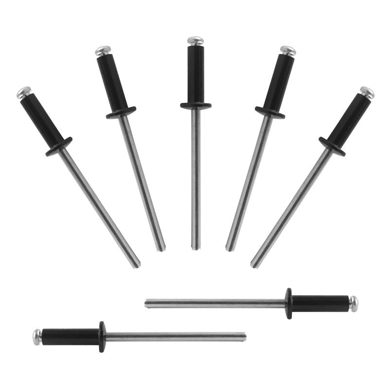 [Australia - AusPower] - 200 Pcs 1/8" x 3/8" Black Aluminum Blind Rivets,3.2 x 10mm Pop Rivets,Aluminum Grip and Steel Mandrel 1/8"x3/8" 