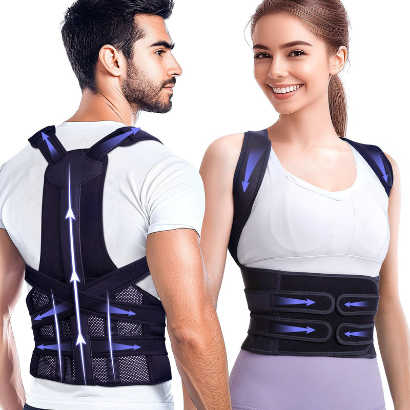 [Australia - AusPower] - Posture Corrector for Women and Men, Upgraded Full Back Brace Support, Adjustable Shoulder Straightener for Improving Back Posture, Relief for Upper and Lower Back, Lumbar, Neck, Shoulder Pain Black Large 