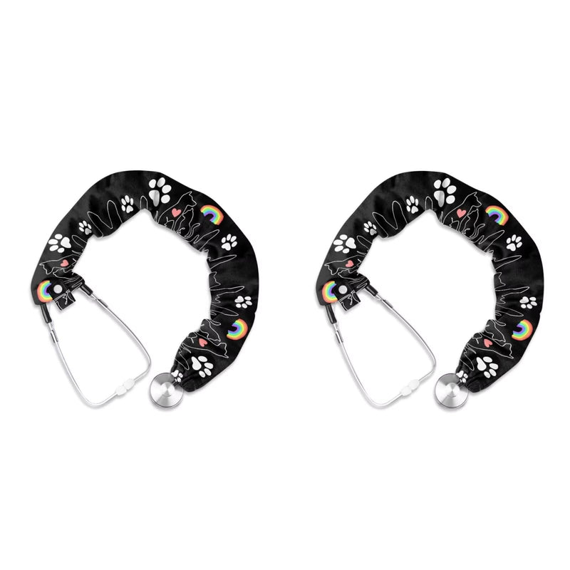 [Australia - AusPower] - Nurses Week Gifts Black Stethoscope Cover Dog Paw Print Stethoscope Sleeve 2 Pack Stethoscope Protective Cover Cute Stethoscope Cover Sleeve Nurse Gifts for Women Dog Paw Print Black 