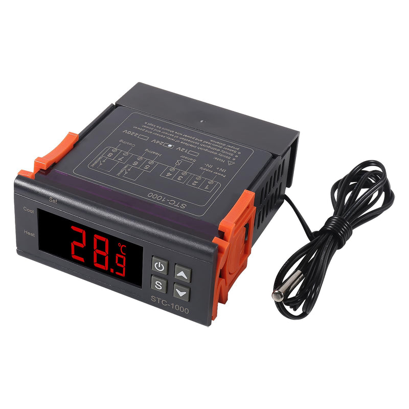 [Australia - AusPower] - STC-1000 10A DC 24V Digital LED Temperature Controller Cooling Heating Centigrade Thermostat 2 Relays LED Output with NTC Sensor Probe 1pcs 