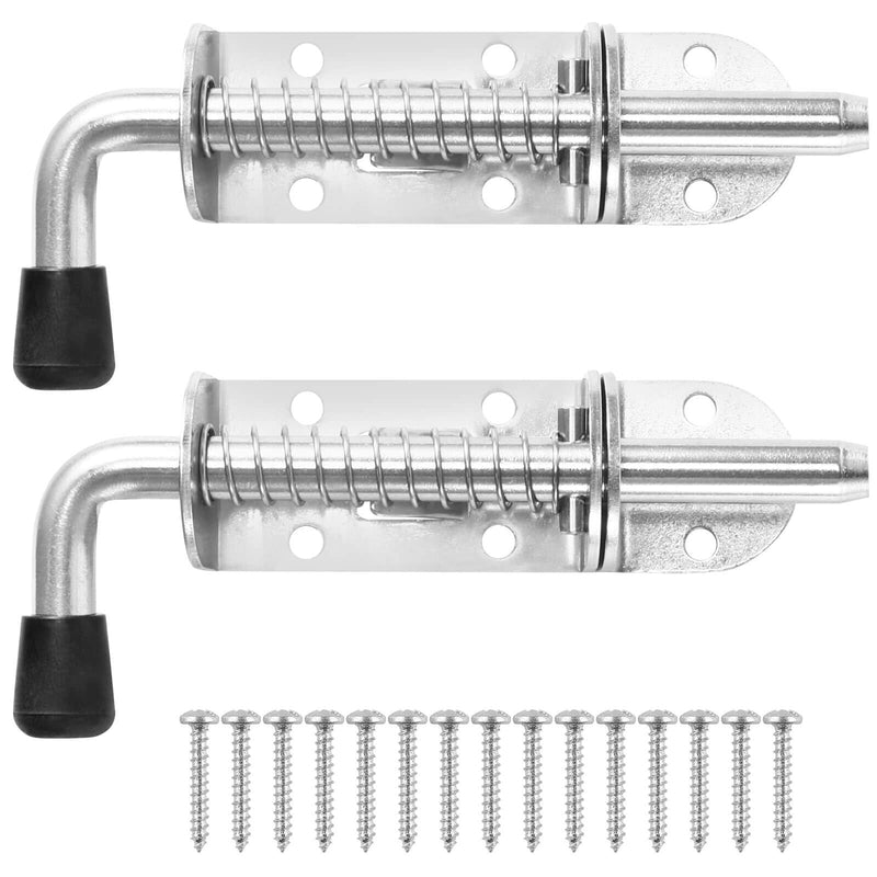 BANCHELLE Spring Loaded Latch Pin with Pin Receiver and Screws 6 PCS | 304 Stainless Steel, Heavy Duty, 128 mm/5.04 Inches Length, for Door Gate Van Shed Chest Cabinet Trailer Container Silver