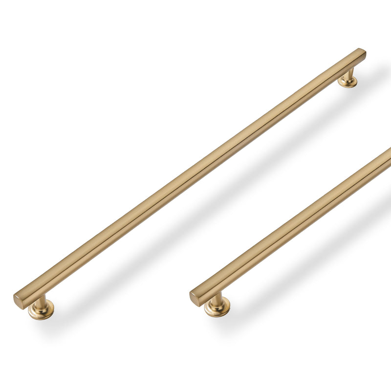 2 Pack 12 inch(305mm) Hole Center Brushed Brass Cabinet Pulls Square Cabinet Handles Solid Heavy Duty Pulls for Kitchen Dresser Closet & Bathroom Cabinets Hardware 12 inch (305mm) Hole Center 2
