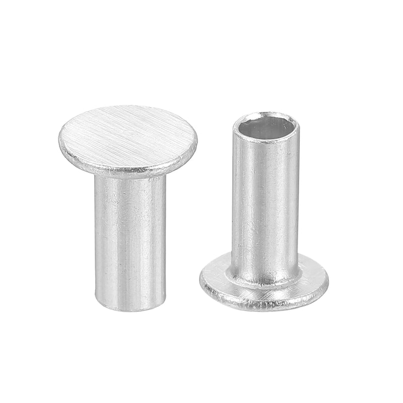 [Australia - AusPower] - uxcell 100Pcs Semi Tubular Rivets, 5mm x 10mm Aluminum Round Flat Head Semi-Tubular Rivet Metal Stud Rivet for Industry Household Repairing Fastening, Silver 100 