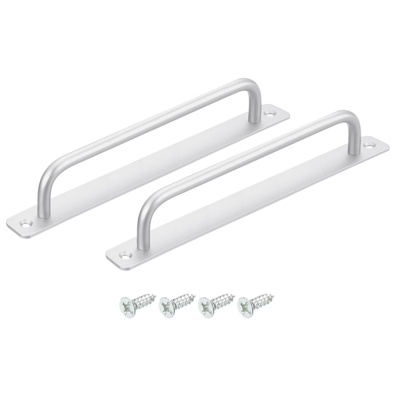 [Australia - AusPower] - uxcell 2Pcs Barn Door Handles, 224mm / 9 Inch Hole Center Sliding Gate Door Pull Handle Aluminum Alloy Cabinet Handles with Base and Screws for Kitchen Bathroom Wardrobe Closet (Silver) 9" Hole Center Silver 