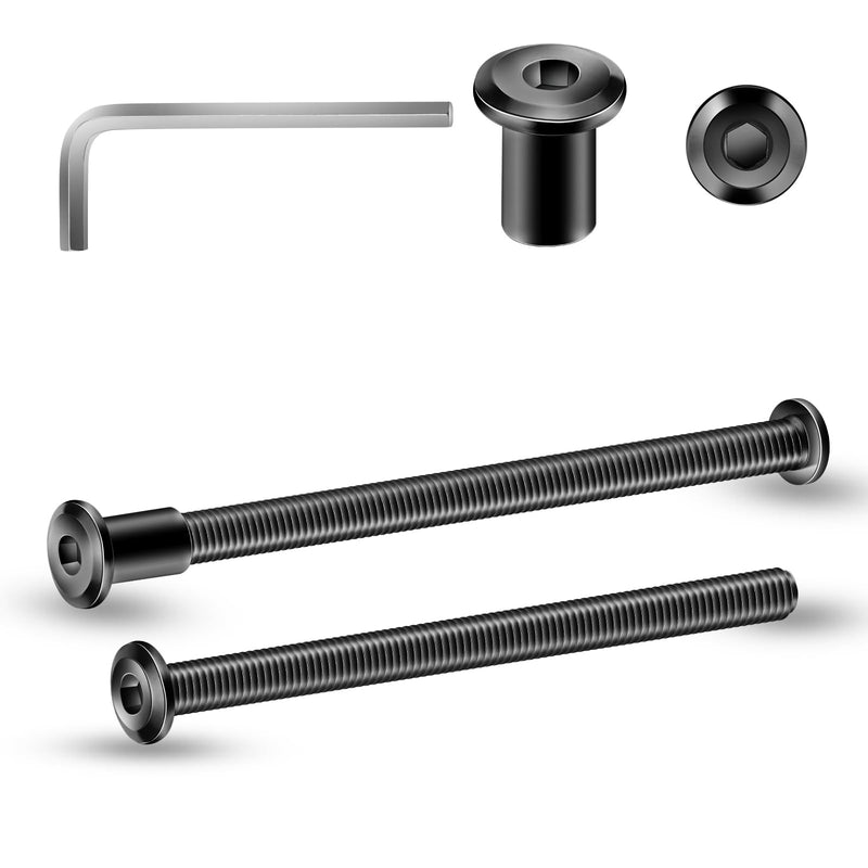 5/16-18 x 4 Inch 20Pcs Flat Head Hex Socket Cap Screws Bolts Barrel Nuts Kit, 304 Stainless Steel 18-8, Full Thread, Black Oxide by SG TZH (with Hex Spanner) 5/16-18 x 4" 20