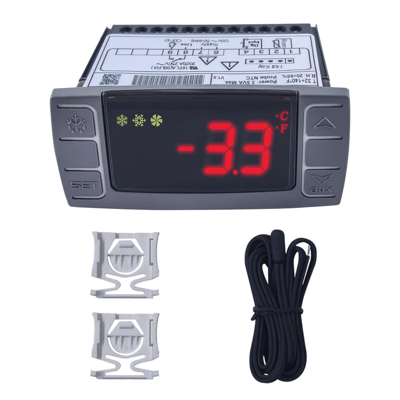[Australia - AusPower] - XR02CX-4N1F1 Temperature Control with Temperature Sensor Probes 120V/Digital Thermostat Controller Off Cycle Defrost for Refrigerators-Freezers-Heating Appliances 
