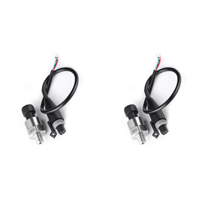 [Australia - AusPower] - Pressure Transducer, Pack of 2 Stainless Steel 30PSI Pressure Transducer Sender Sensor 1/8 NPT Thread Pressure Sensor Compatible with Oil Fuel Gas Air Pressure Water 
