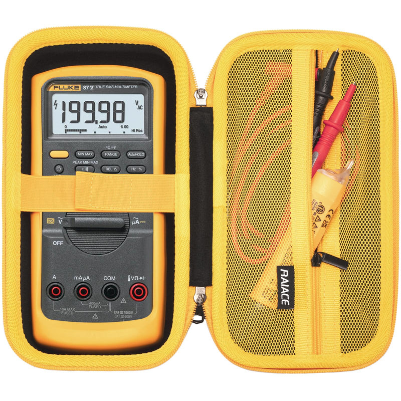 [Australia - AusPower] - RAIACE Hard Travel Storage Case Compatible with Fluke 87-V/ 87V Max Digital Multimeter, Protective Carrying Bag with mesh Pocket for Accessories. (case only) - Orange 