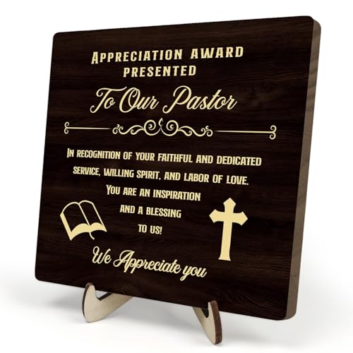Pastor Appreciation Gifts, Pastor Appreciation Gifts for Women Wooden Plaque Sign, Birthday Gift for Pastor Christian Prayer Appreciation,Home Office Desk Wooden Sign Decor, 5.9 x 5.9 inches (Brown) Brown