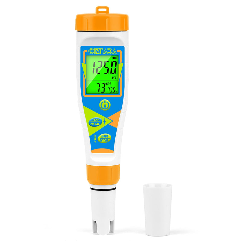 [Australia - AusPower] - pH Meter for Water Digital EC and PPM Meter for Hydroponics Nutrient 4 in 1 pH EC TDS Temperature Tester with Large Display for Indoor Plant Grow DWC Setup Aeroponic Pool Aquarium EC Meter 