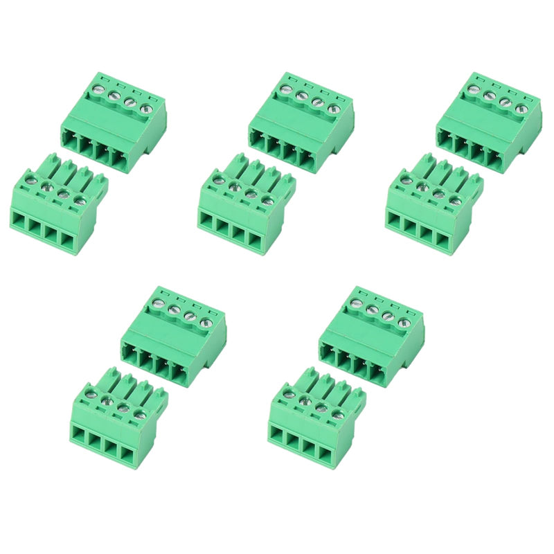 [Australia - AusPower] - 5 Set 4 Pin 5.08mm Pitch PCB Mount Screw Terminal Block Connector with 4 Pin Phoenix Plug,Pluggable Male and Female Connector 
