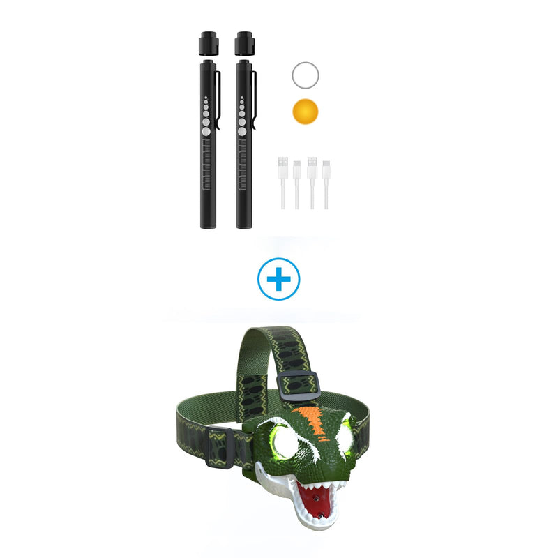 [Australia - AusPower] - SEVENKA Rechargeable Penlights & Dinosaur Headlamp 
