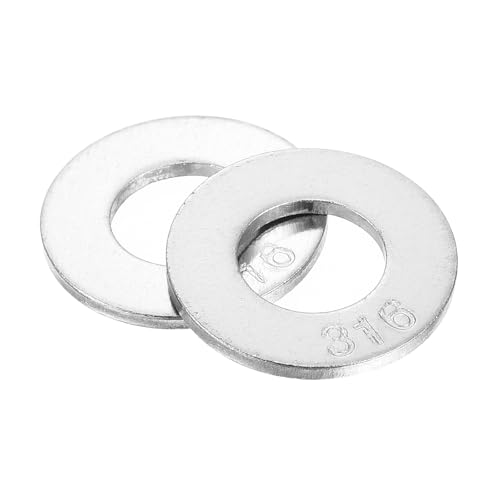 uxcell 3/8-inch 316 stainless steel flat washers, silver, 0.406 x 0.812 x 0.065 inches, 100 pieces