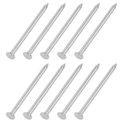 uxcell 6D x 2 inch 304 stainless steel round head common nails, 144-piece silver set for woodworking and picture hanging