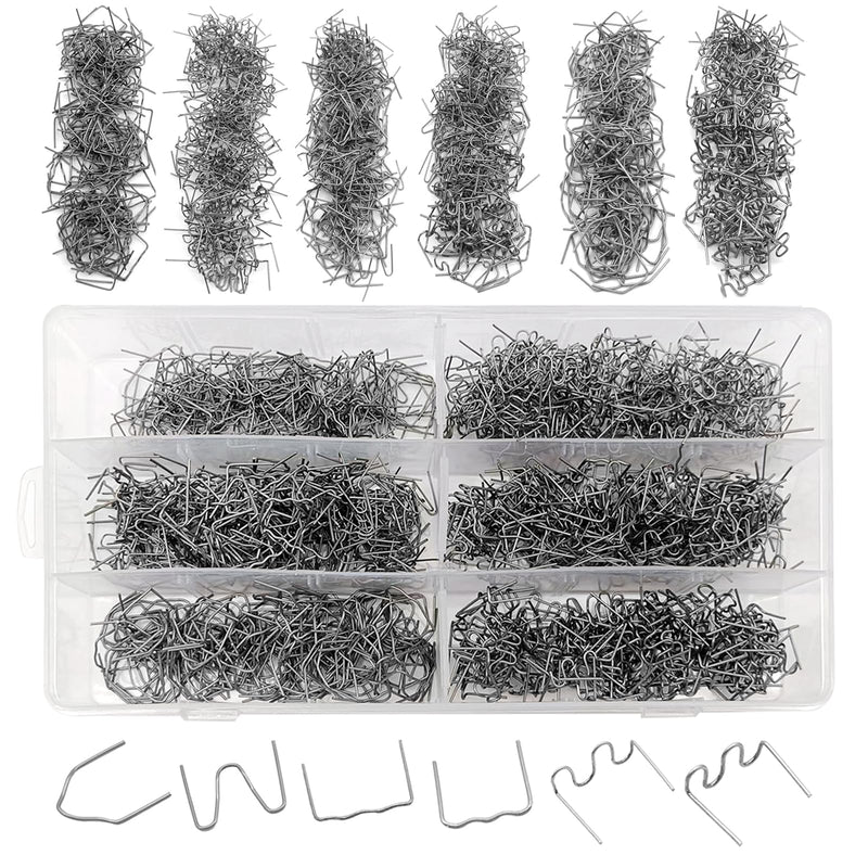 [Australia - AusPower] - 1200 Plastic Welder Staples - 6 Types Hot and Wave Staples for Car Bumper Repair, Architectural Modeling, and Plastic Craft Welding Supplies 