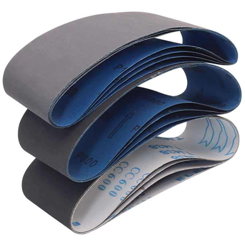 15 Pack 3 x 18 Inch Sanding Belts, 3x18 Silicon Carbide Sanding Belt, 5 Pcs Each of 600, 800, 1000 Grits Knife Sharpening Sander Belt 3x18 inch
