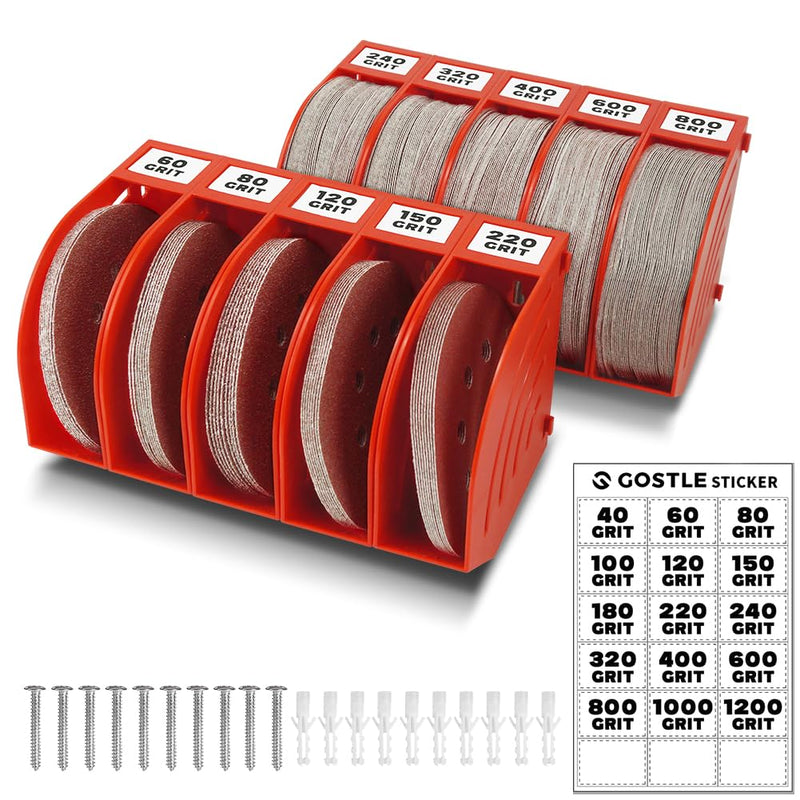 125 mm Sanding Discs Storage Box - Set of 10 Boxes, Red, Space-Saving, Stackable, with Grit Categorisation for Workshop and Random Orbital Sander Accessories 10.0