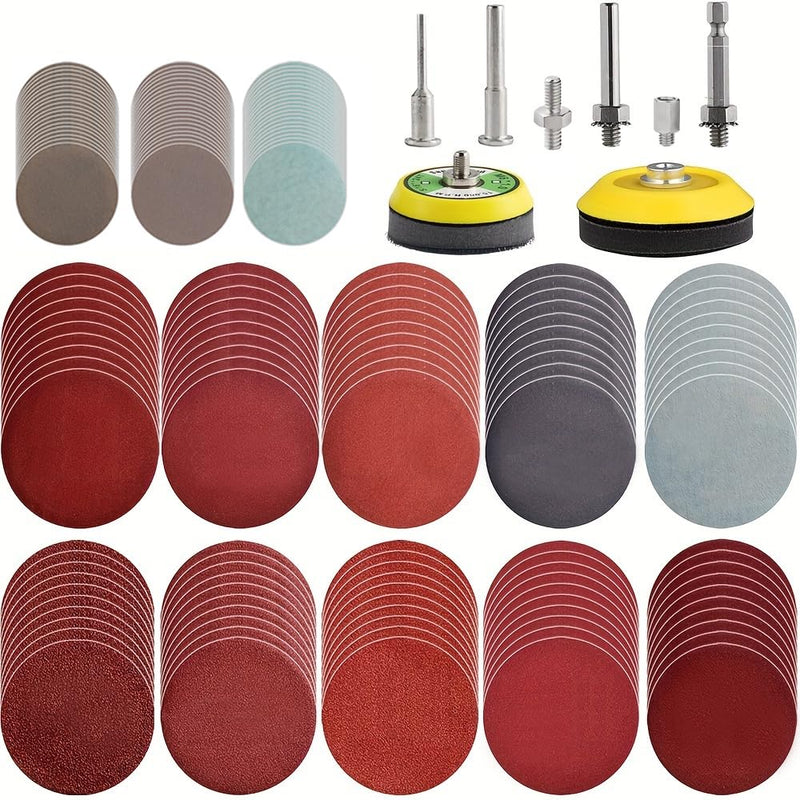 [Australia - AusPower] - NYXCL 170Pack 3/2inch Sanding Discs Kit with 2 & 3" Backer Pads, Sanding Sponge for Drill Sanding Attachment Die Grinder Rotary Tools with 1/8" 1/4" Shanks Sanding Pads P80-3000 
