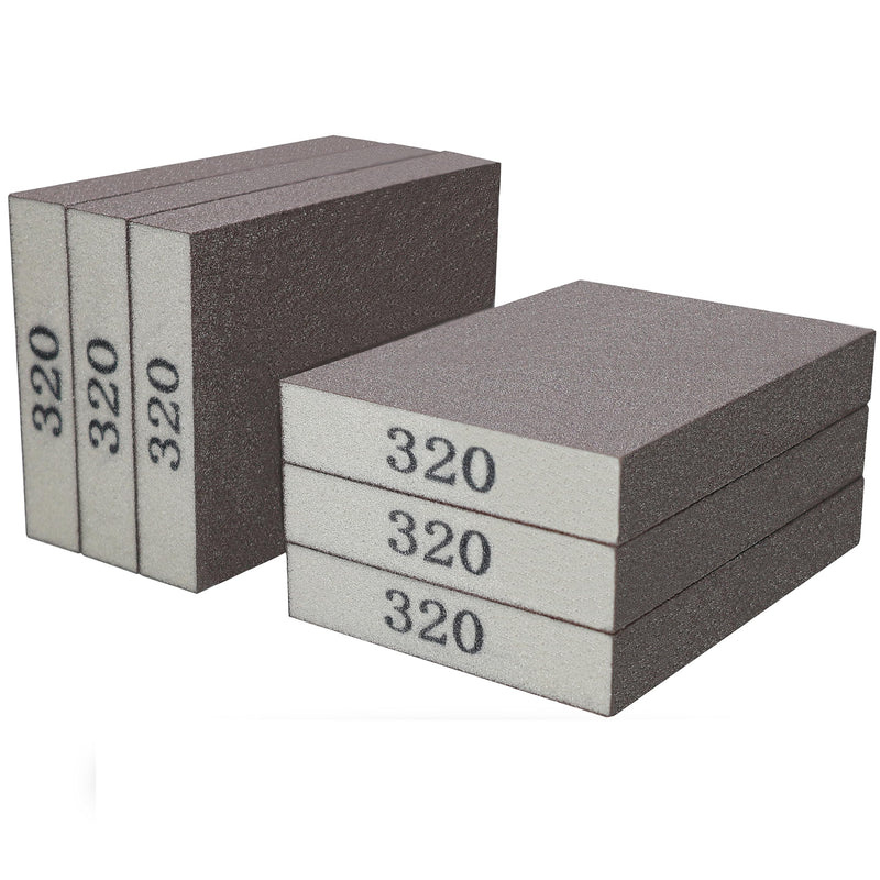 [Australia - AusPower] - 6 Pack 320 Grit Hand Sanding Block, Washable and Reusable Sanding Sponge Great for Pot Brush Pan Brush Sponge Brush Glasses Sanding Wood Sanding Metal Sanding (320 Grit) 