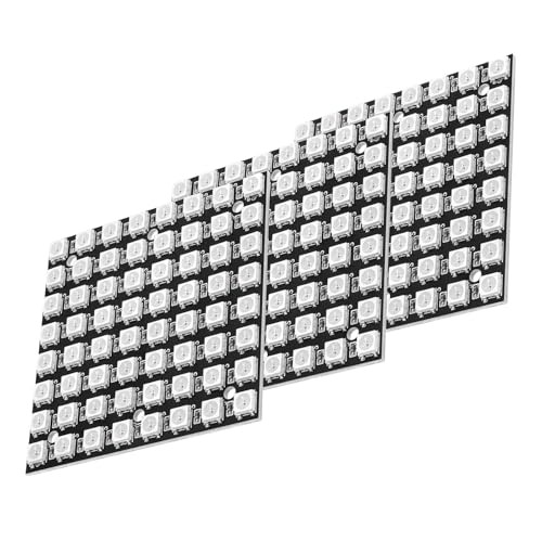 GERUI Pack of 3 U 64 LED Matrix Panel CJMCU-8x8 Module WS2812 5050 RGB in Full Color Driver Color Light Development Board Compatible for Arduino and Raspberry