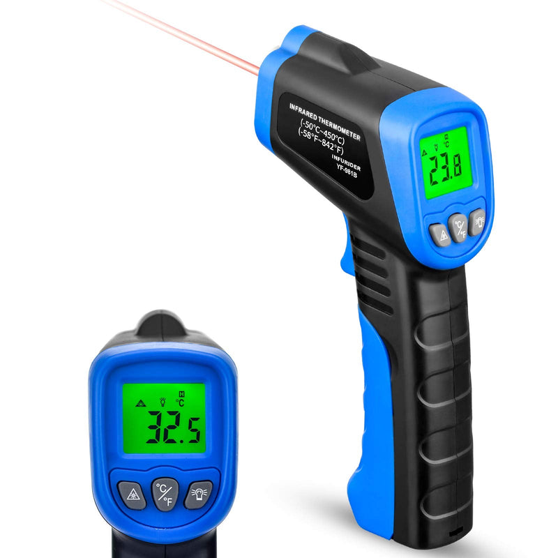 [Australia - AusPower] - Infrared Thermometer Gun, INFURIDER Temperature Gun Measures Temp from -58℉ to 842℉ with Backlit Display, Laser Thermometer Gun, Meat Thermometer, Pizza Oven Accessories, Digital Infrared Thermometer 981B 