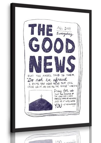 Modern Bible Verse Wall Art The Good News Canvas Prints Artaesthetic Christian Wall Decor Luke 2:10 Posters Pictures Inspirational Quotes Painting Paintings For Christian Office Church Unframed 12"L x 16"W Good News Posters