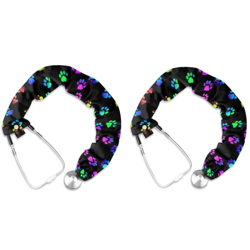 [Australia - AusPower] - Stethoscope Cover Dog Paw Stethoscope Accessories 2 Pack Stethoscope Cover Sleeve Cute Pattern Stretchy Stethoscope Protective and Decor Cover for Nurses Dog Paw Pattern 