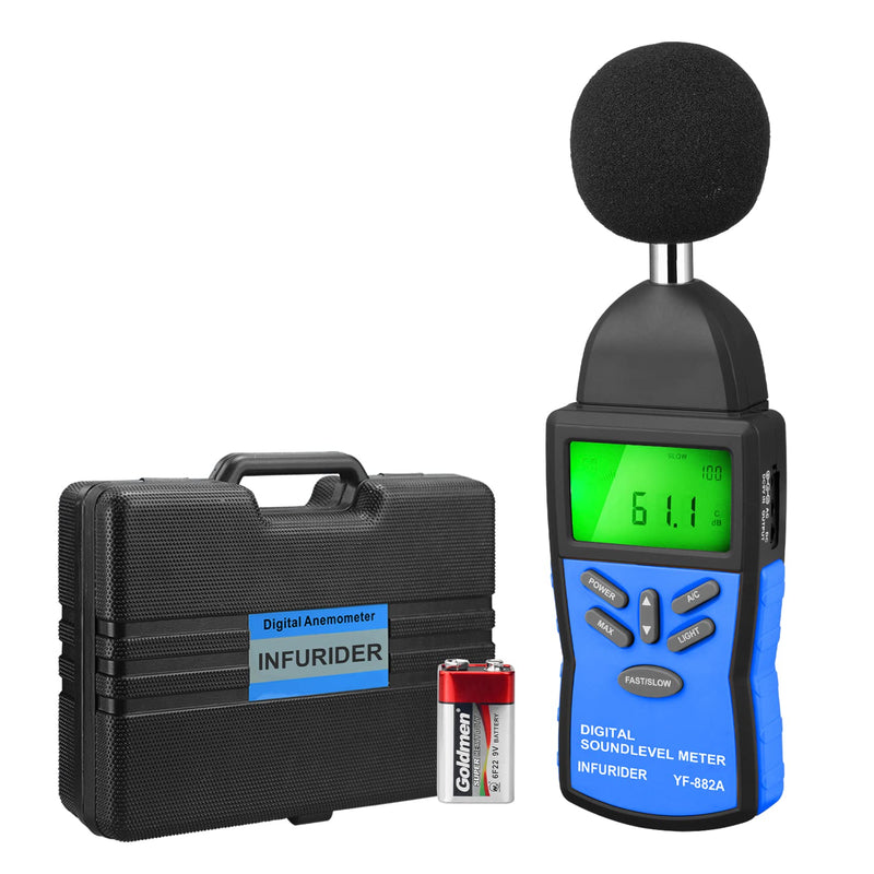 [Australia - AusPower] - Portable Decibel Meter, Sound Level Monitoring and Noise Volume, MAX/MIN Noise Measurement with Data Hold LCD Backlight and Accuracy of +/-1.5dB 