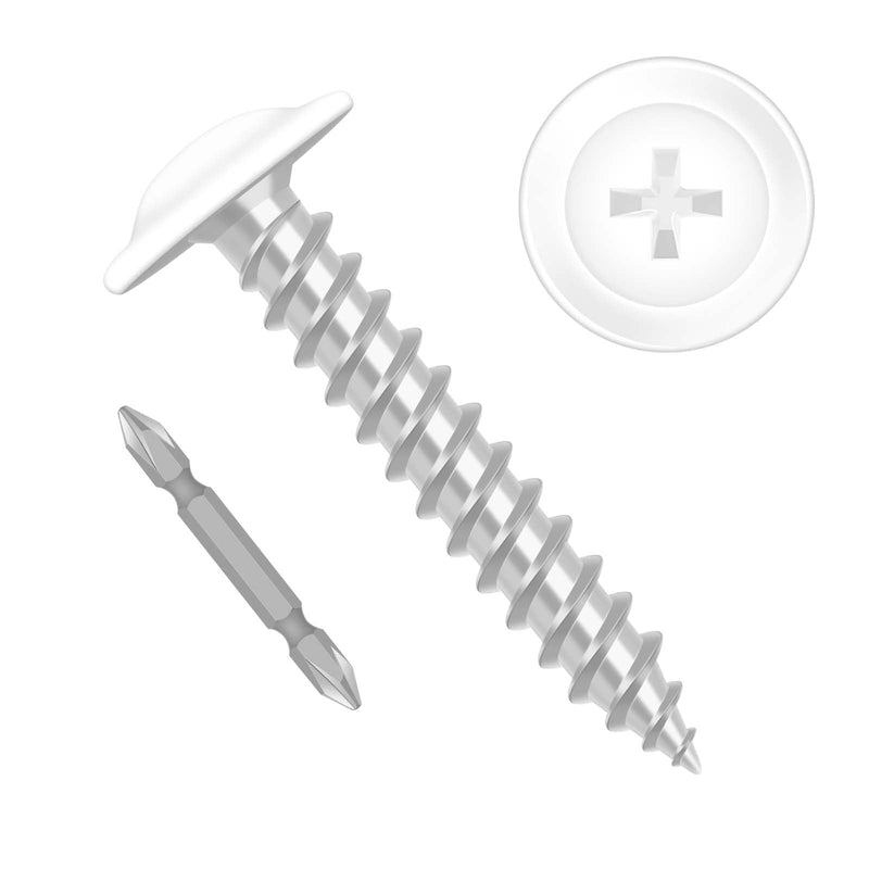 [Australia - AusPower] - #8 x 1 Truss Head Fast Self Tapping Screws, Alloy Steel Wood Screws, White Head, Full Thread, Screwdriver Bit Included, 100 PCS #8 x 1" 