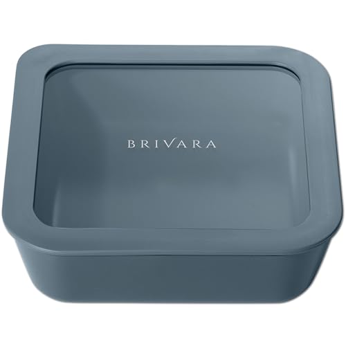 Glass Food Storage Container with Lid, 5-Cup Medium Square | Microwave-Safe Airtight Lid, Oven-Safe Ceramic-Coated Glass | Zero Plastic, No PFAS/PFOA/BPA, Reusable [Dusk] Dusk Medium Square (5 Cup)