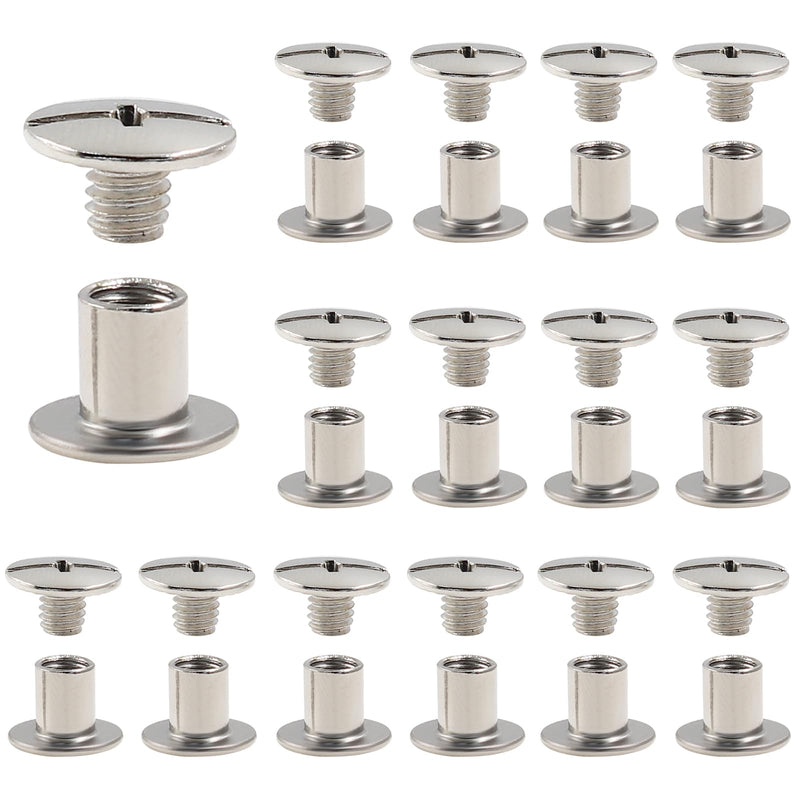 [Australia - AusPower] - Hitefu 30 Set Chicago Screws, M5 x 6mm Binding Screws with Phillips Head, 1/4 Inch Button Rivets for Leather, Belt, Bookbinding 