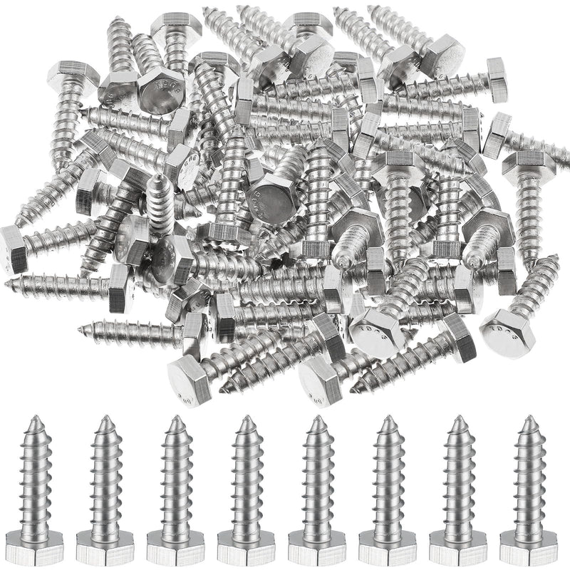[Australia - AusPower] - Zonon 50 Pcs 1/4" x 1" Hex Head Lag Screws 304 Stainless Steel Lag Bolts Heavy Duty Hexagon Head Wood Screws 1/4" X 1" 
