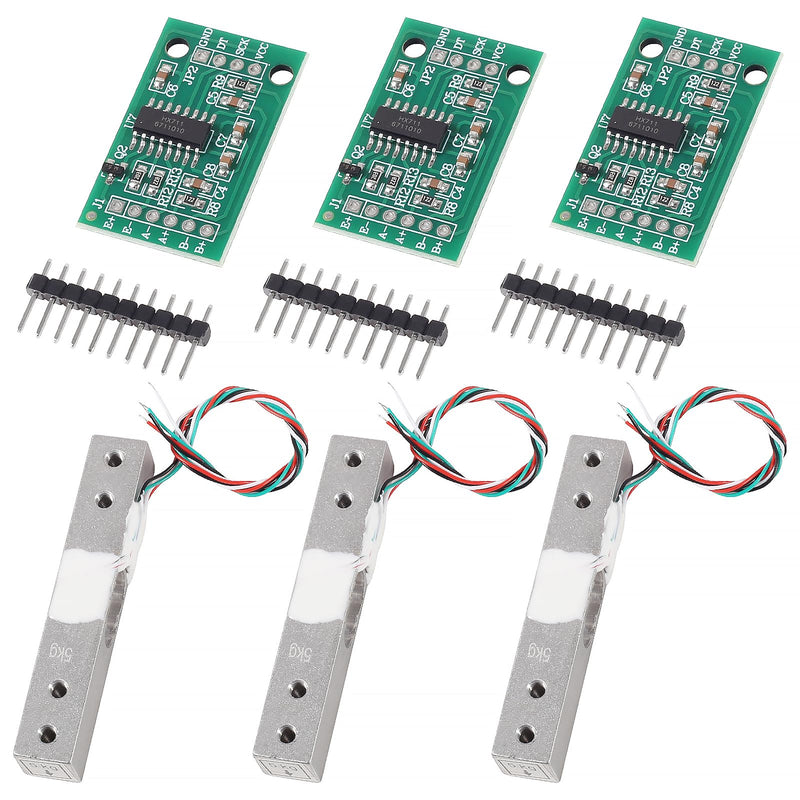 [Australia - AusPower] - 3 Sets Digital Load Cell Weight Sensor HX711 5KG Load Cell HX711 Kit HX711 AD Module Weighing Sensor for Arduino DIY Measure Force Pressure Acceleration (5kg+HX711) 5 kg 3 set 