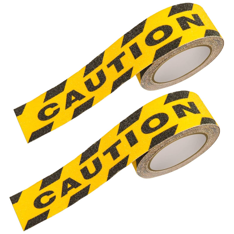 2pack Yellow Caution Tape, 1.97in x 65.6Ft Anti-Slip Caution Tape Roll, Warning Stickers, Watch Your Step Sign