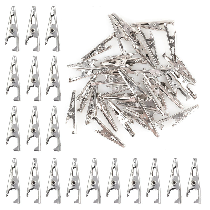 [Australia - AusPower] - 100 Pack Mini Clamps Alligator Clips for Crafts & Electrical, Small Roach Clips for Joints 35 mm Alligator Clamp for Crafting, Gator Clips Clamps Bulk for Crafts Holding (Silver） 